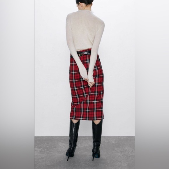 🦋 Bloggers Favorite 🦋  Zara Plaid Pencil Skirt Size M - Picture 15 of 15
